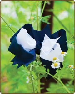Boutique Twisted Large Bow Navy/White