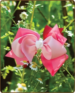 Boutique Twisted Large Bow Lt. Pink/Red