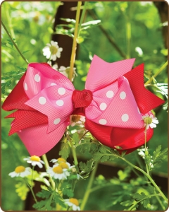 Boutique Twisted Large Bow Red/Pink Polka Dots