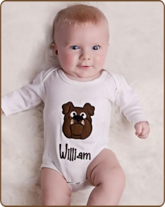 Brown Bulldog White Bodysuit