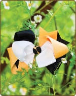 Boutique Twisted Large Bow Black/Gold/White