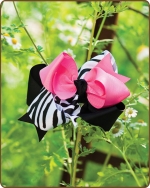 Boutique Twisted Large Bow Shocking Pink/Black/Zebra