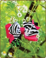 Boutique Twisted Large Bow Shocking Pink Zebra