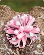 Boutique Twisted Puff - Pink/Grey Dots