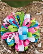 Boutique Twisted Puff - Turqouise/Pink/Apple Dots