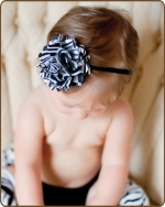 Satin Mesh Flower Clippie - Black/Zebra
