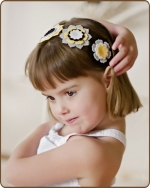 Felt Flowers Yellow/Grey/Black Skinny Elastic