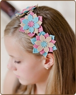 Felt Flowers Blue/Pink/Khaki Skinny Elastic