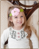 Light Pink/Green Flower Crochet Headband