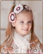 Felt Flowers Pink/Brown/Blue Skinny Elastic