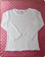 White Long Sleeve Lettuce Edge Tshirt