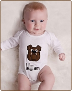 Brown Bulldog White Bodysuit