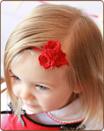 Felt Flowers Red on Skinny Elastic