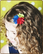 Felt Clippie - Blue/Red/Lime Flower