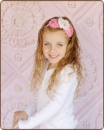 Pink/White Shabby Flowers on Pink Chevron Elastic