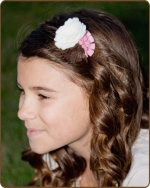 Felt Flowers - Brown/Pink/White on Skinny Elastic