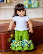 Doll Ruffled Pants - Green/Blue