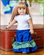 Doll Ruffled Pants - Blue/Green