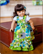 Doll Tie Back Dress - Green/Blue