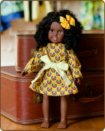Doll Peasant Sleeve Dress - Yellow/Red