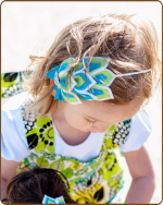 Felt Feather-Shaped Metal Headband - Green/Blue