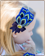 Felt Feather-Shaped Metal Headband - Navy/Green