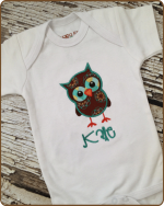 Brown Owl White Bodysuit