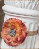 Beige Flower Fold Over Elastic Headband