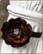 Chocolate Flower Fold Over Elastic Headband