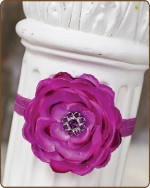 Fuchsia Flower Fold Over Elastic Headband