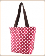 Polka Dots Print Tote Bag Burgundy/White