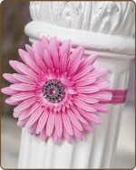 Pink Flower Fold Over Elastic Headband