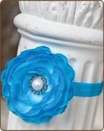 Turquoise  Flower Fold Over Elastic Headband