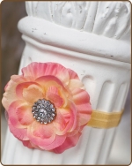 Yellow Pink Flower Fold Over Elastic Headband