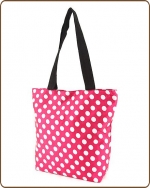 Polka Dots Print Tote Bag Fuchsia/White