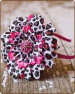 Hot Pink Leopard Flower Satin Lined Metal Headband