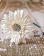 Blue Mist/Off-white Flower Satin Lined Metal Headband
