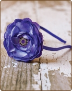 Purplish Plum Flower Satin Lined Metal Headband