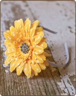 Polka Dot Yellow Flower Satin Lined Metal Headband