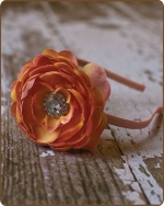 Touch of Peach Flower Satin Lined Metal Headband