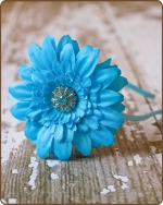 Turquoise Flower Satin Lined Metal Headband