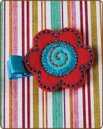 Orange/Turquoise Flower Felt Clippie