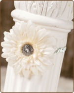 Cream Silver Flower Glitter Elastic Headband