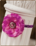 Garden Rose Flower Glitter Elastic Headband