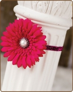 Hot Pink Flower Glitter Elastic Headband