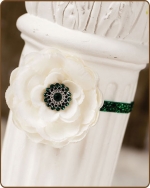 Kelly Green Flower Glitter Elastic Headband