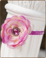 Powder Pink Flower Glitter Elastic Headband