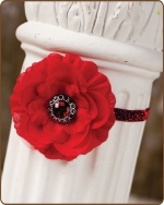 Red Flower Glitter Elastic Headband