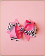 Boutique Twisted Bow Hot Pink Zebra