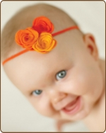 Felt Flowers Shades of Orange on Skinny Elastic